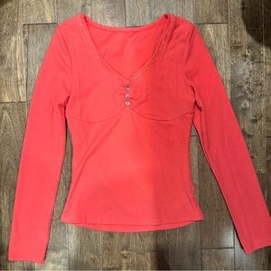 full length long sleeve v neck buttoned red shirt gilmore girls